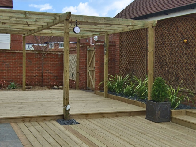 Large pergola over a deck