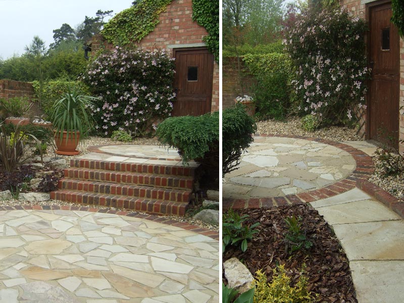 Courtyard garden with crazy paving