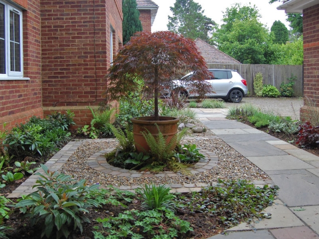 Shady courtyard front garden