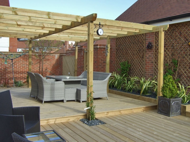 Large pergola over a deck