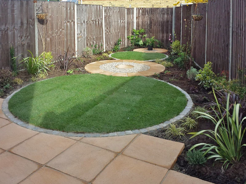 Small garden with circular design