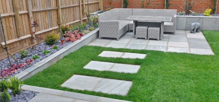 Stylish, Low Maintance Garden Featuring Grey Sandstone Planters