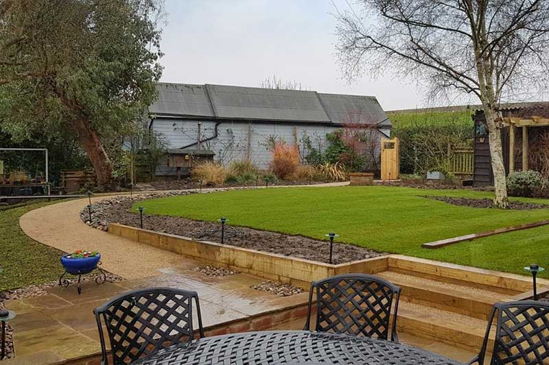 Riverside seating for Houseboat and new resin access path