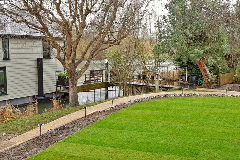 Houseboat with resin path